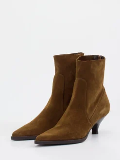 Elena Iachi – Stiefeletten aus Veloursleder Cognacbraun