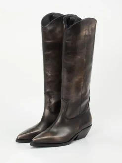 Elena Iachi – Westernstiefel aus Metallicleder bronzebraun