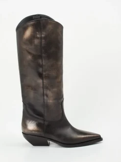 Elena Iachi – Westernstiefel aus Metallicleder bronzebraun