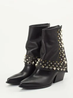 Elena Iachi – Western-Stiefeletten aus Kalbleder Schwarz