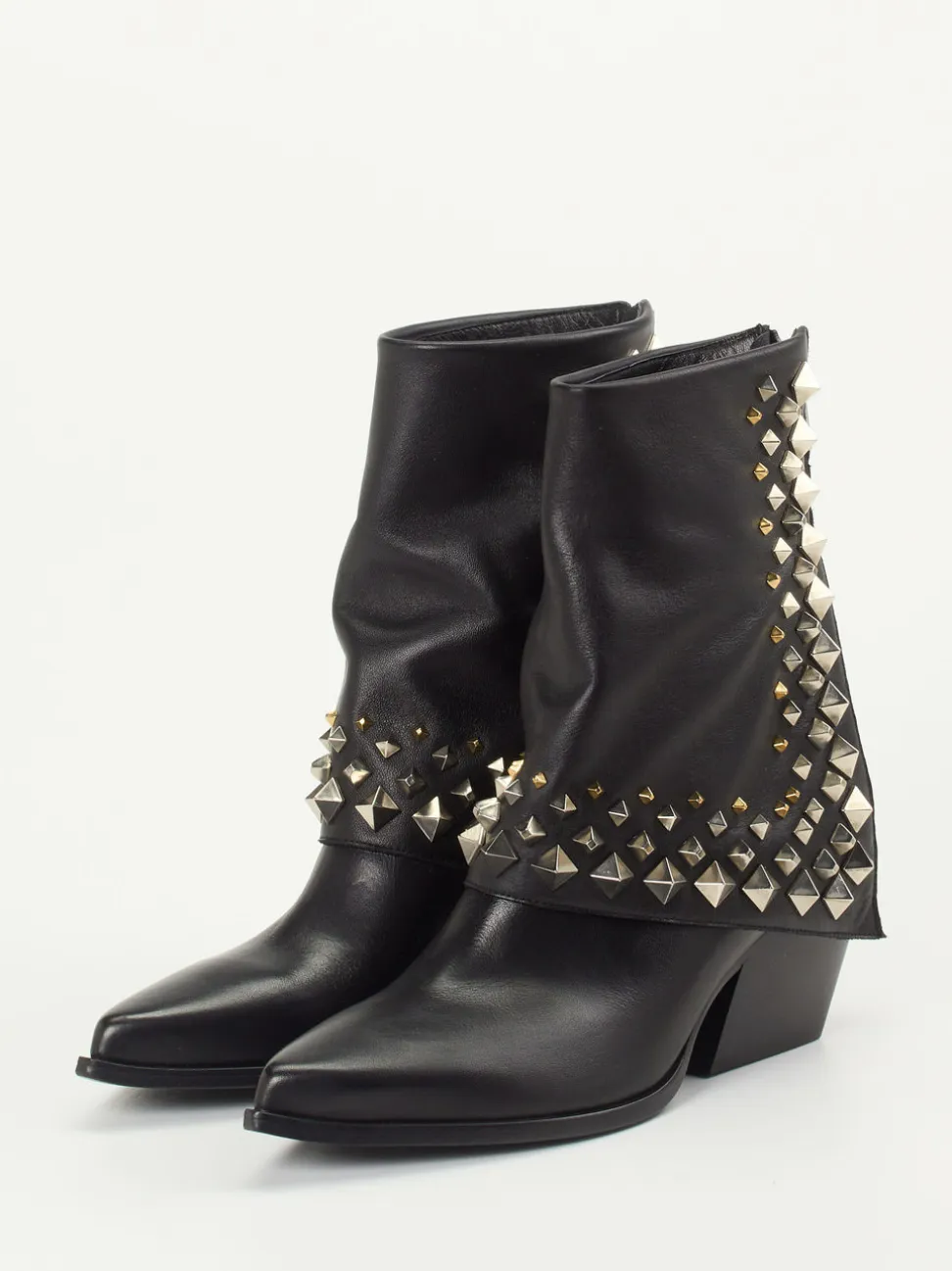 Elena Iachi – Western-Stiefeletten aus Kalbleder Schwarz