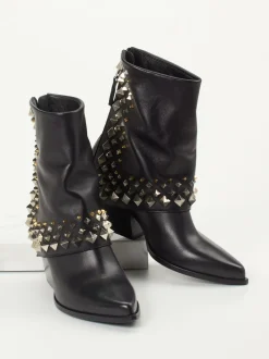 Elena Iachi – Western-Stiefeletten aus Kalbleder Schwarz