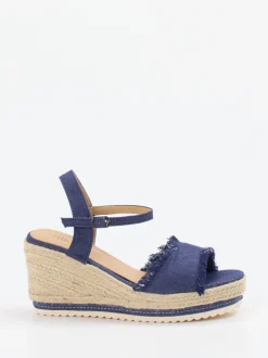 Ella Cruz – Keilsandaletten aus Denim und Jute