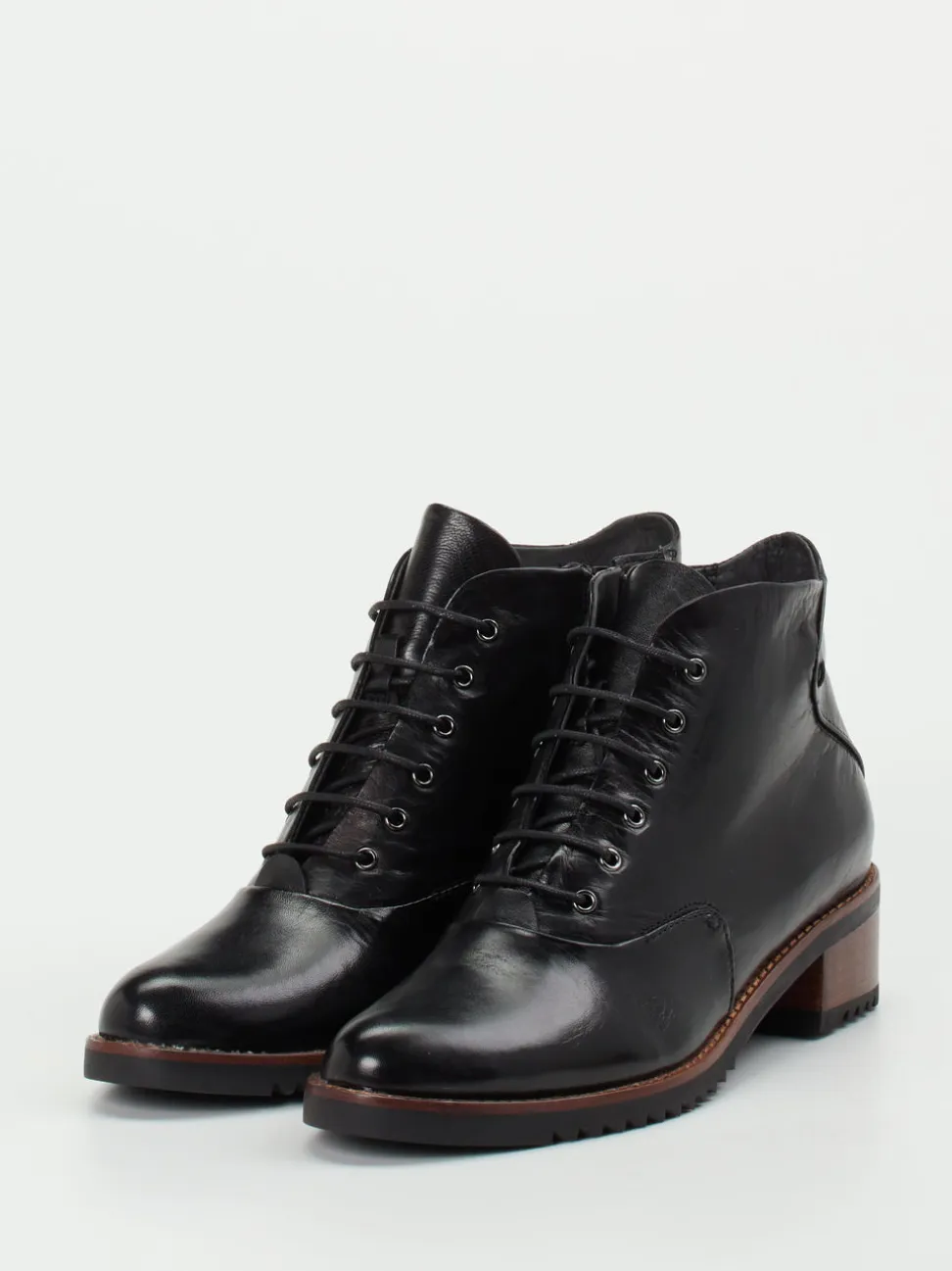 Everybody – Schnür-Boots aus Kalbleder Schwarz