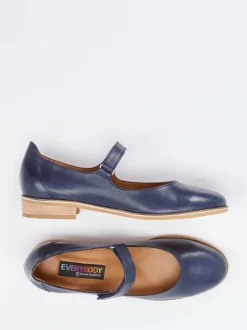 Everybody – Spangenpumps aus Kalbleder Marineblau