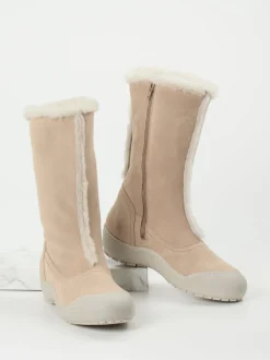 EXETER – Winterstiefel aus Veloursleder beige