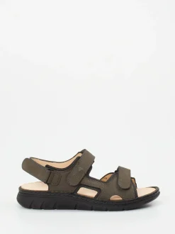Finn Comfort – Herrensandale aus Nubukleder olivgrau