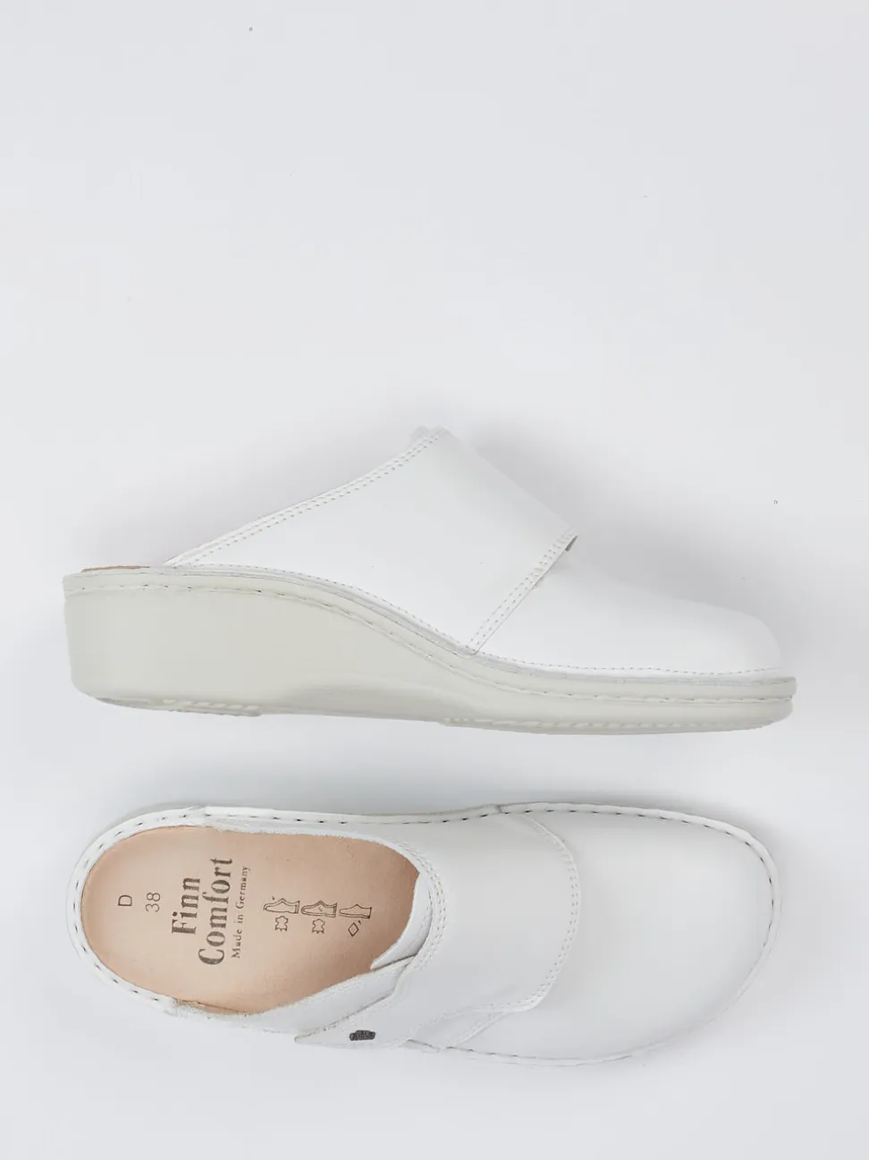 Finn Comfort – Komfort-Pantoletten aus Kalbleder weiß