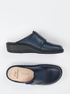 Finn Comfort – Komfort-Pantolette aus Kalbleder blau