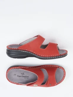 Finn Comfort – Komfort-Pantolette aus veganem Textil rot