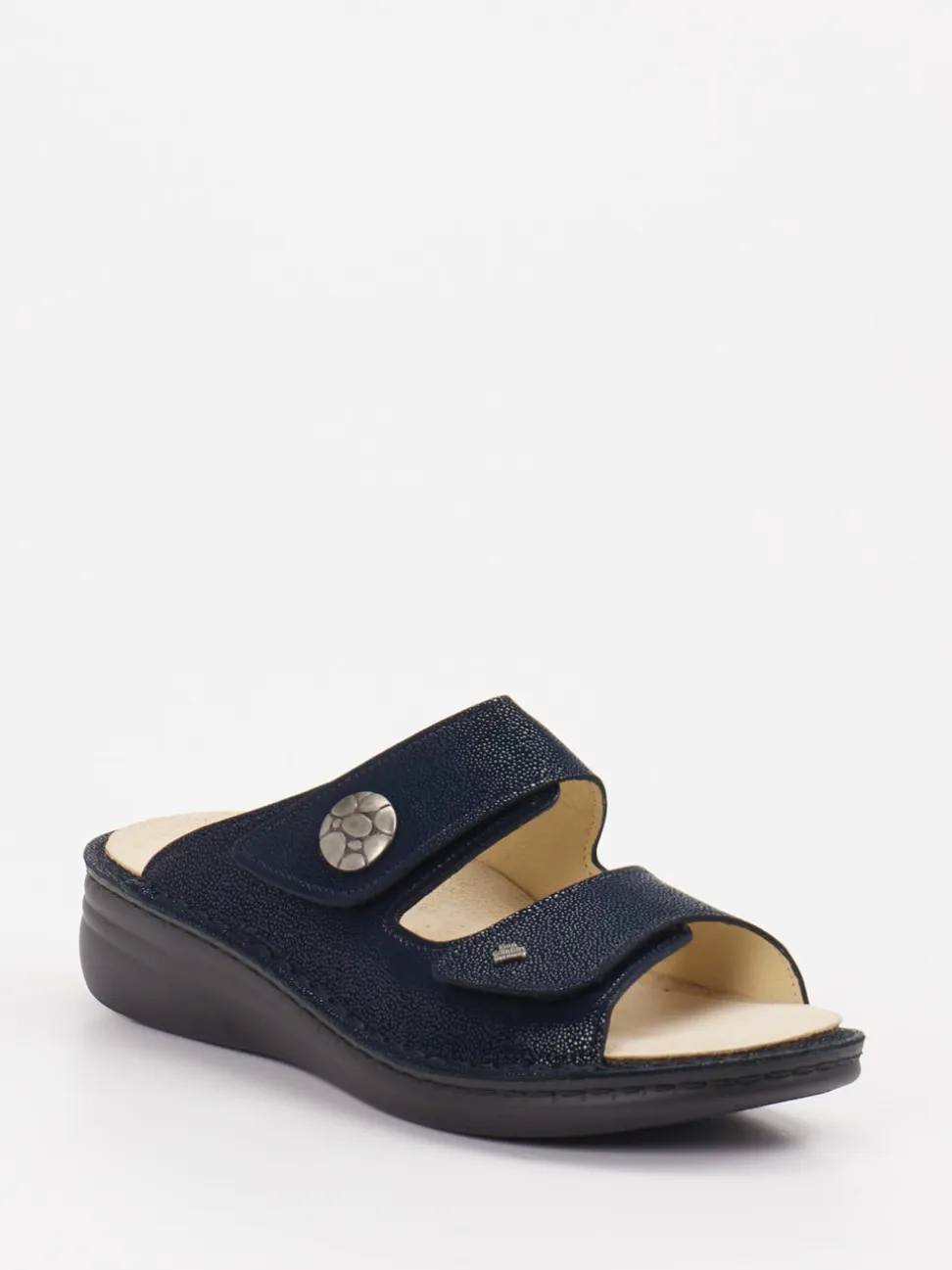 Finn Comfort – Komfort-Pantolette aus Leder Dunkelblau