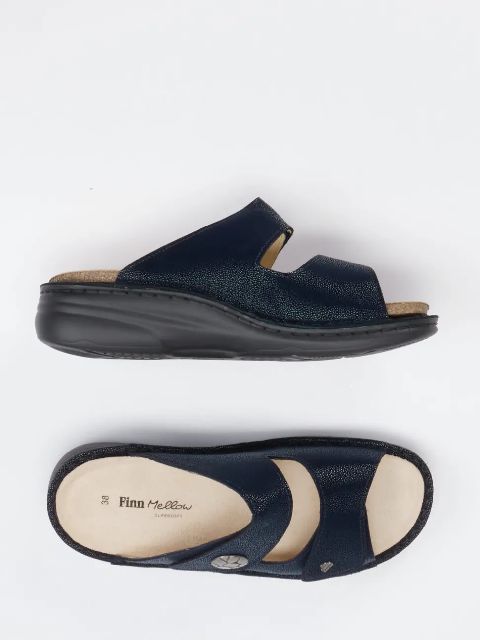 Finn Comfort – Komfort-Pantolette aus Leder Dunkelblau