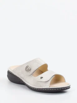 Finn Comfort – Komfort-Pantolette aus geprägtem Leder grau