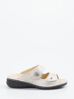 Finn Comfort – Komfort-Pantolette aus geprägtem Leder grau