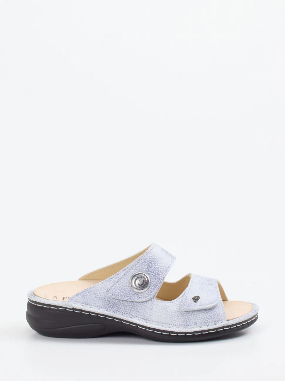 Finn Comfort – Komfort-Pantolette aus geprägtem Leder blau