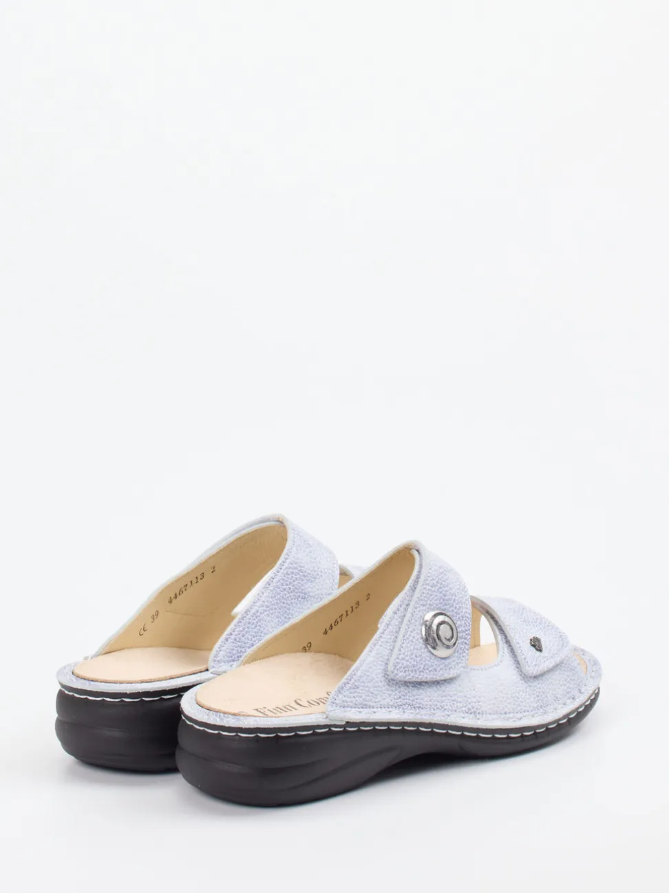 Finn Comfort – Komfort-Pantolette aus geprägtem Leder blau