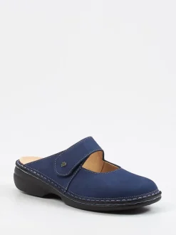 Finn Comfort – Komfort-Pantolette aus Nubukleder Marineblau