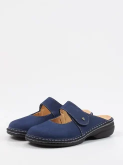 Finn Comfort – Komfort-Pantolette aus Nubukleder Marineblau
