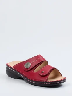 Finn Comfort – Komfort-Pantolette aus Kalbleder Dunkelrot