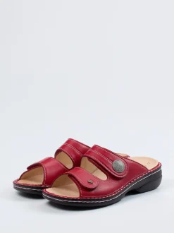 Finn Comfort – Komfort-Pantolette aus Kalbleder Dunkelrot
