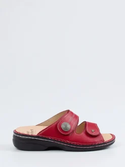 Finn Comfort – Komfort-Pantolette aus Kalbleder Dunkelrot