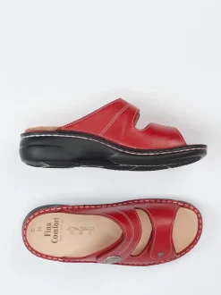 Finn Comfort – Komfort-Pantolette aus Kalbleder Dunkelrot