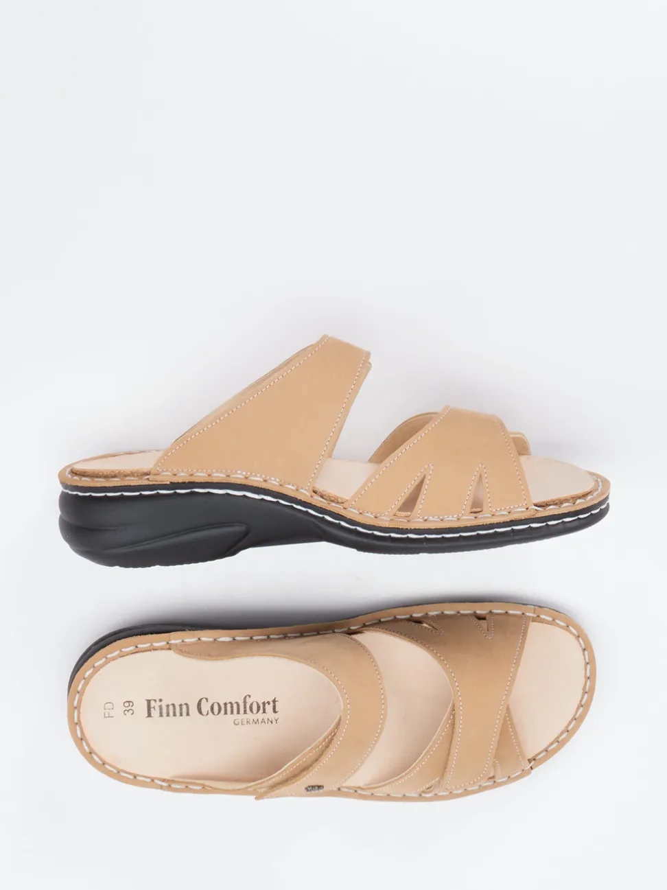 Finn Comfort – Komfort-Pantolette aus Nubukleder beige