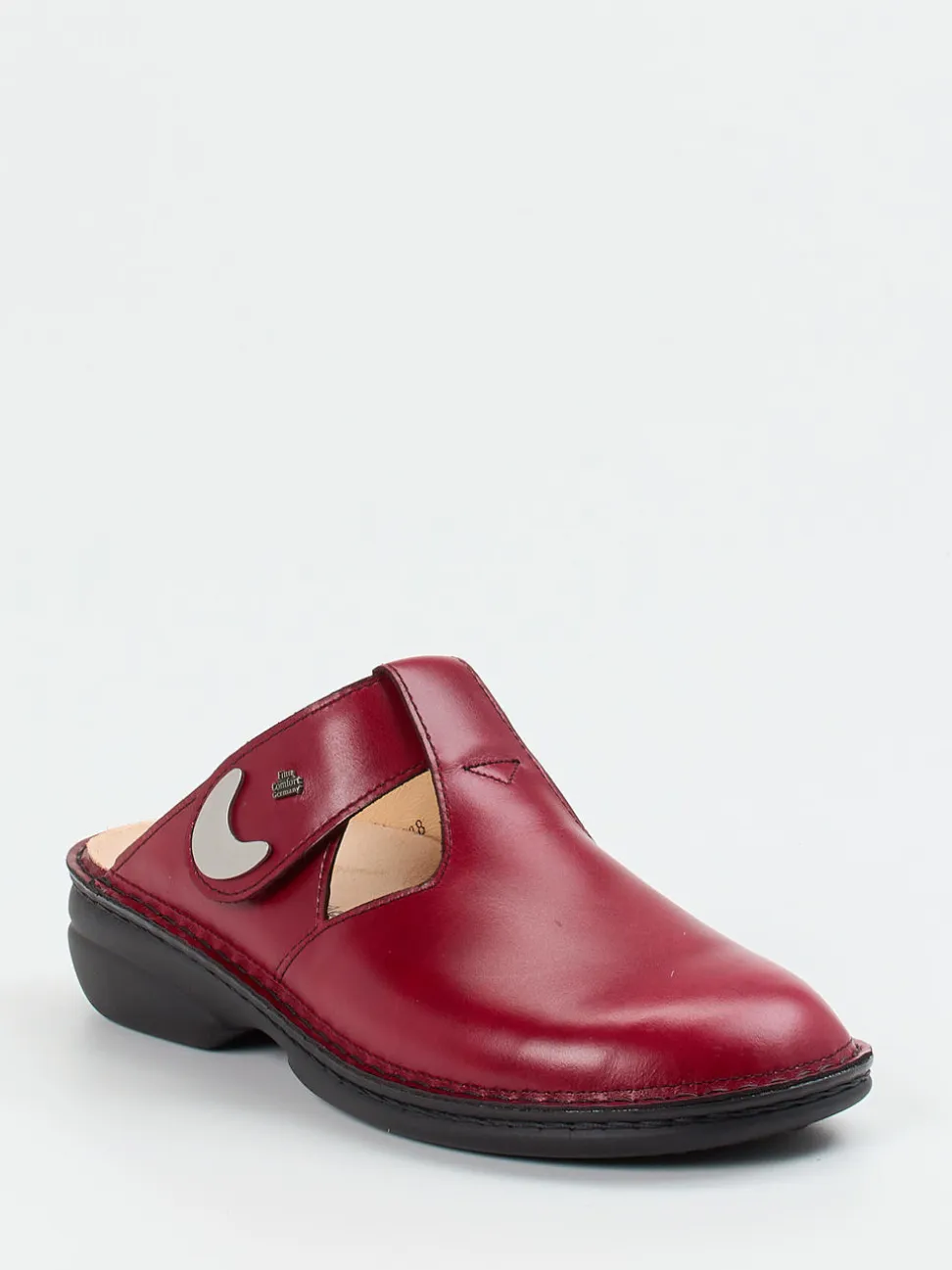 Finn Comfort – Komfort-Pantolette aus Kalbleder Bordeauxrot