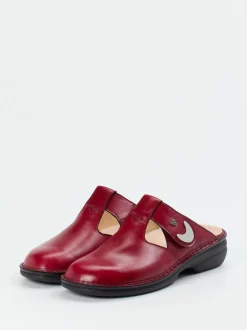 Finn Comfort – Komfort-Pantolette aus Kalbleder Bordeauxrot