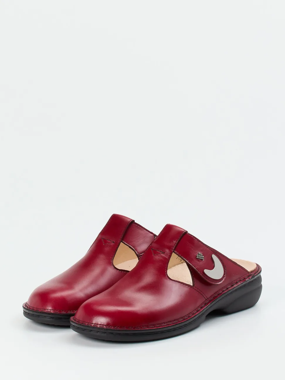 Finn Comfort – Komfort-Pantolette aus Kalbleder Bordeauxrot