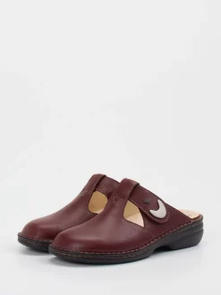 Finn Comfort – Komfort-Pantolette aus Kalbleder bordeauxrot