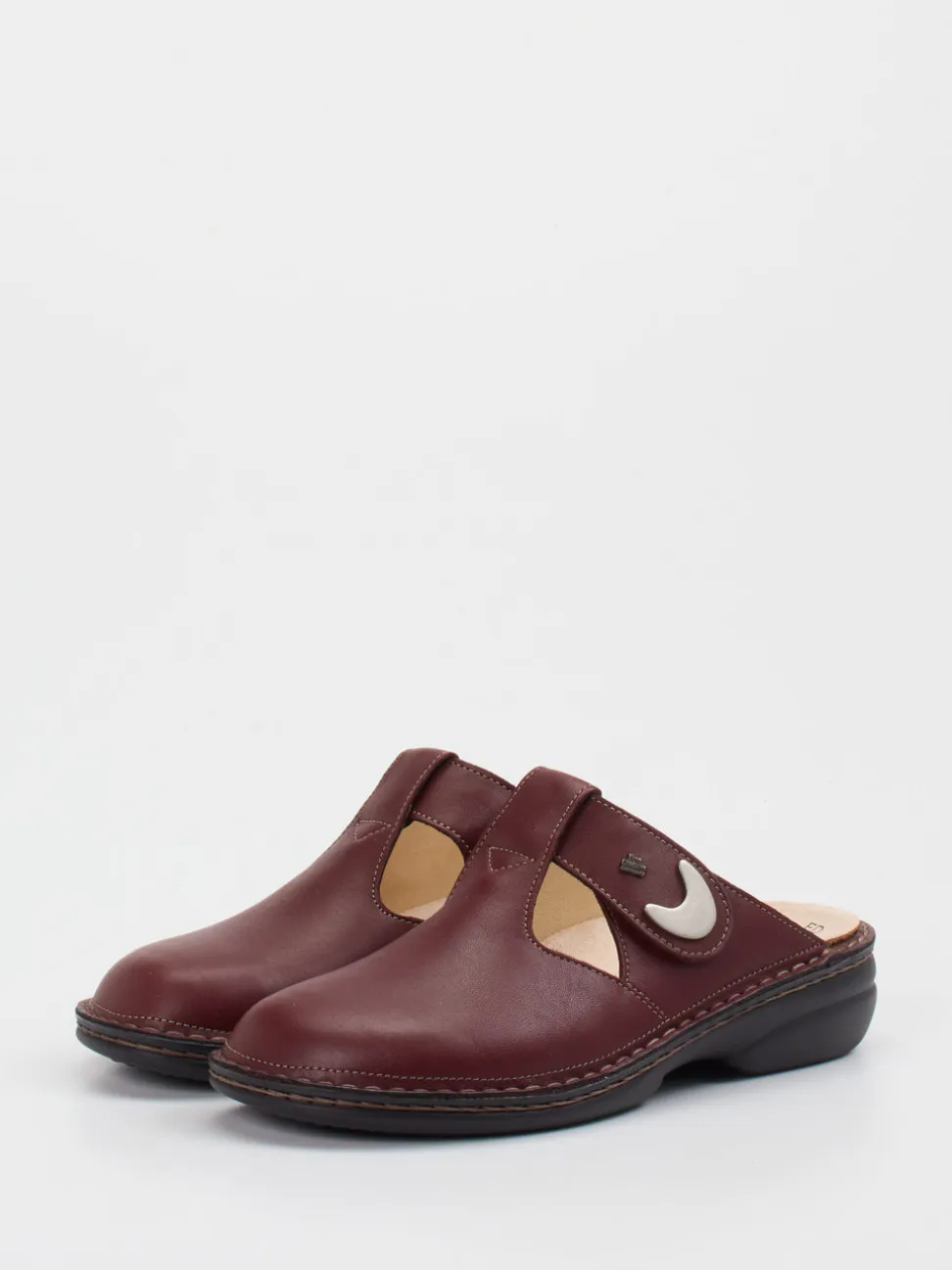 Finn Comfort – Komfort-Pantolette aus Kalbleder bordeauxrot
