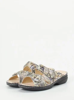 Finn Comfort – Komfort-Pantolette aus geprägtem Leder multicolor