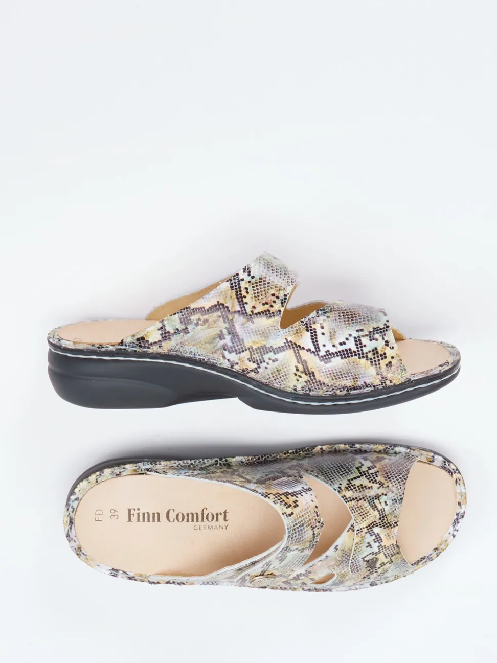 Finn Comfort – Komfort-Pantolette aus geprägtem Leder multicolor