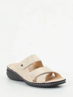 Finn Comfort – Komfort-Pantolette aus Veloursleder beige