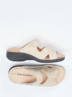 Finn Comfort – Komfort-Pantolette aus Veloursleder beige