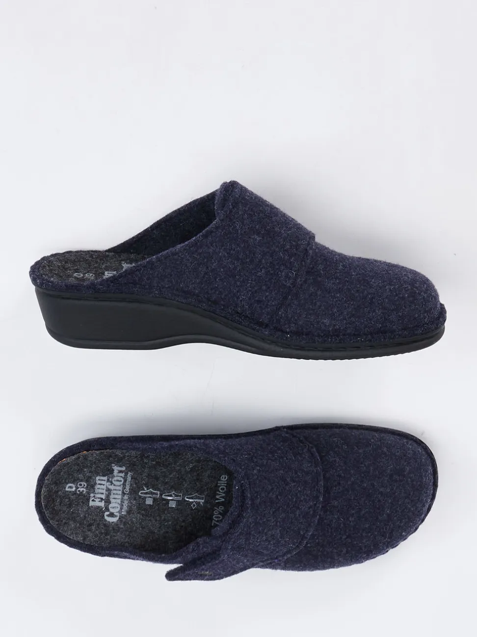 Finn Comfort – Komfort-Pantoffel aus Wollfilz Dunkelblau