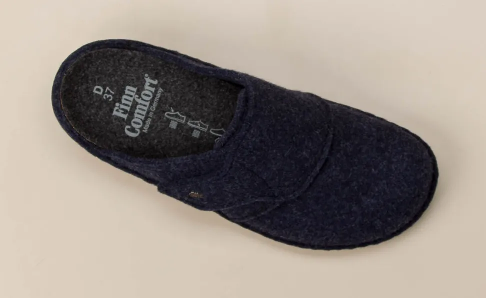 Finn Comfort – Komfort-Pantoffel aus Wollfilz Dunkelblau