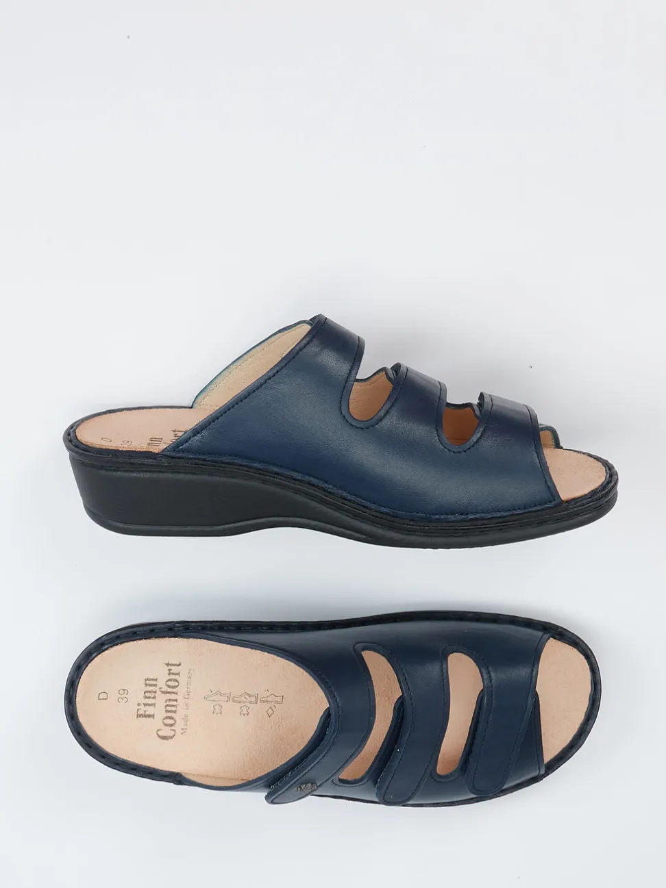 Finn Comfort – Komfort-Pantolette aus Kalbleder dunkelblau