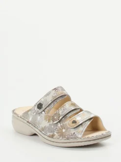 Finn Comfort – Komfort-Pantolette aus geprägtem Leder beige