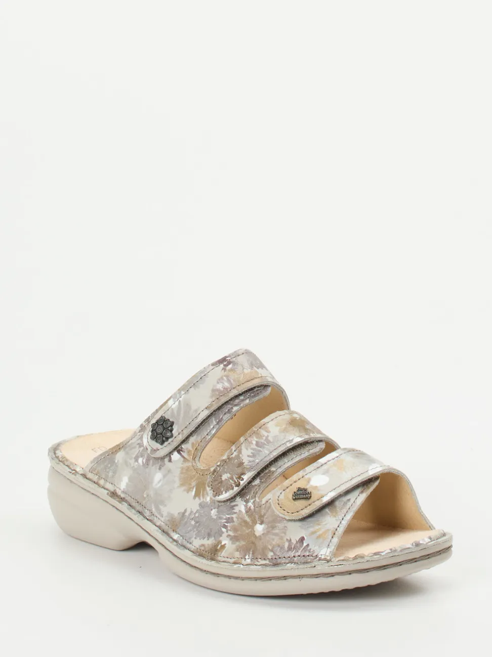 Finn Comfort – Komfort-Pantolette aus geprägtem Leder beige