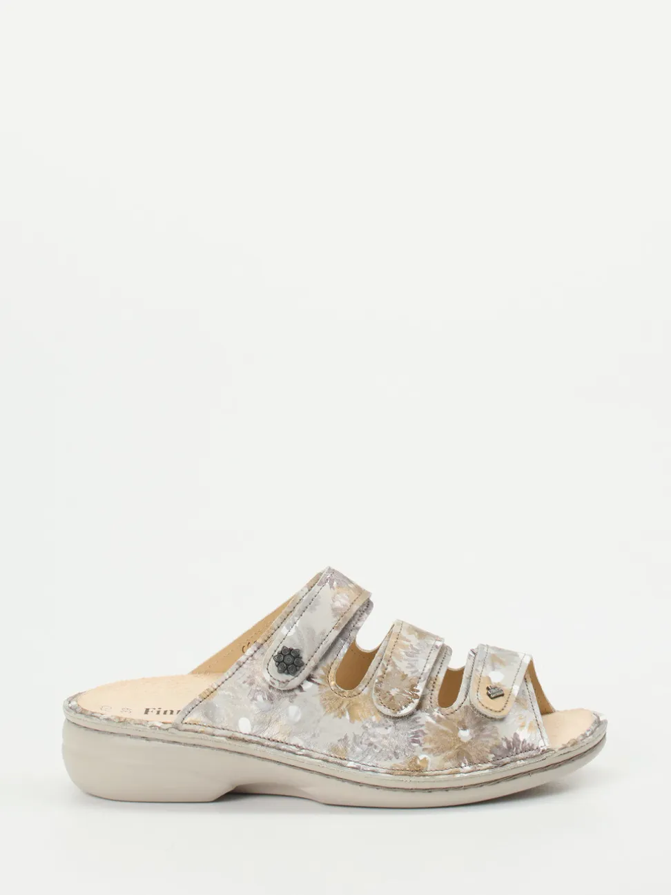 Finn Comfort – Komfort-Pantolette aus geprägtem Leder beige