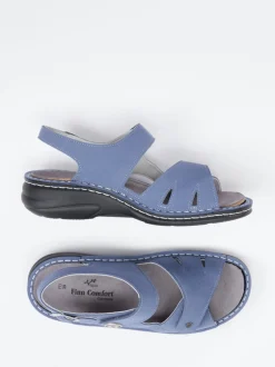Finn Comfort – Komfortsandale aus veganem Kunstleder blau