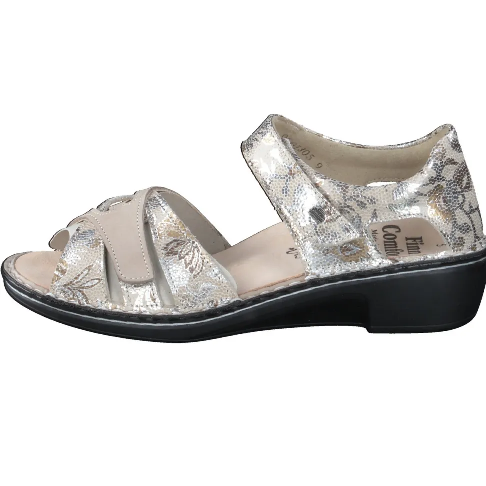 Finn Comfort – Komfortsandalen aus geprägtem Leder beige