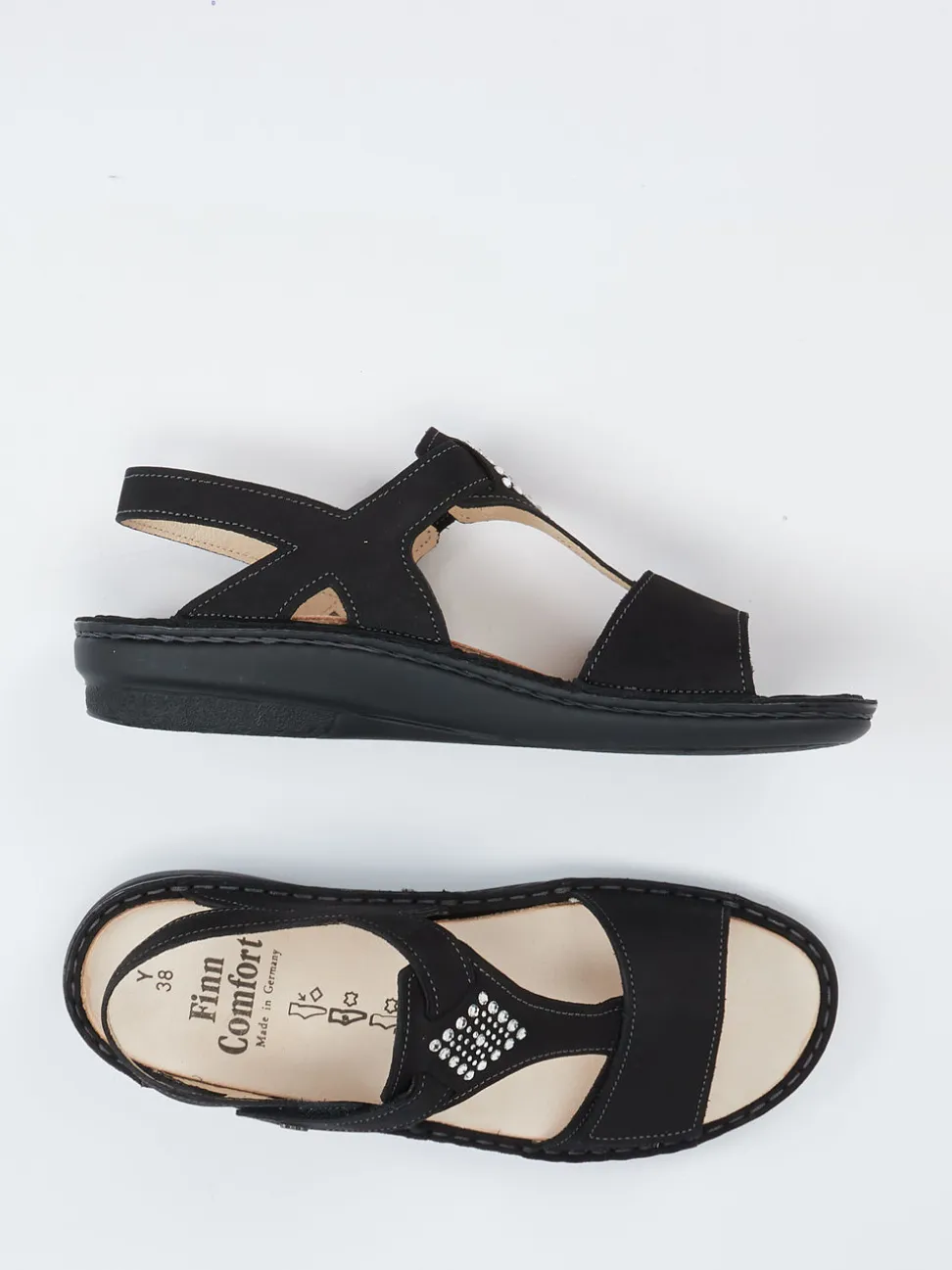 Finn Comfort – Komfortsandalen aus Nubukleder schwarz
