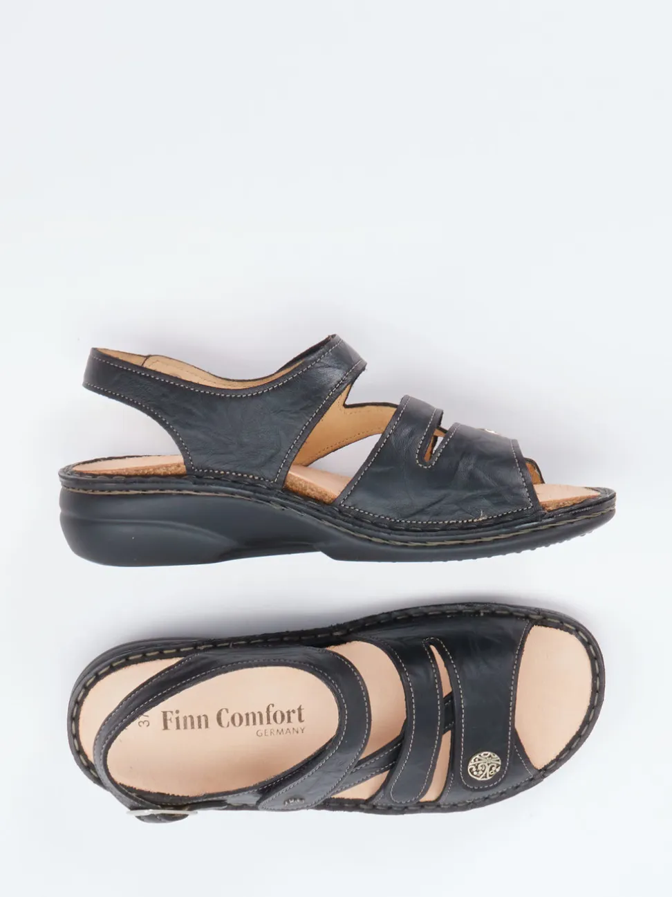 Finn Comfort – Komfortsandale aus Kalbleder schwarz