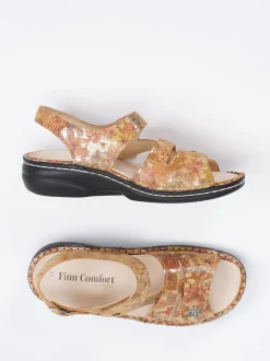 Finn Comfort – Komfortsandale aus geprägtem Leder beige
