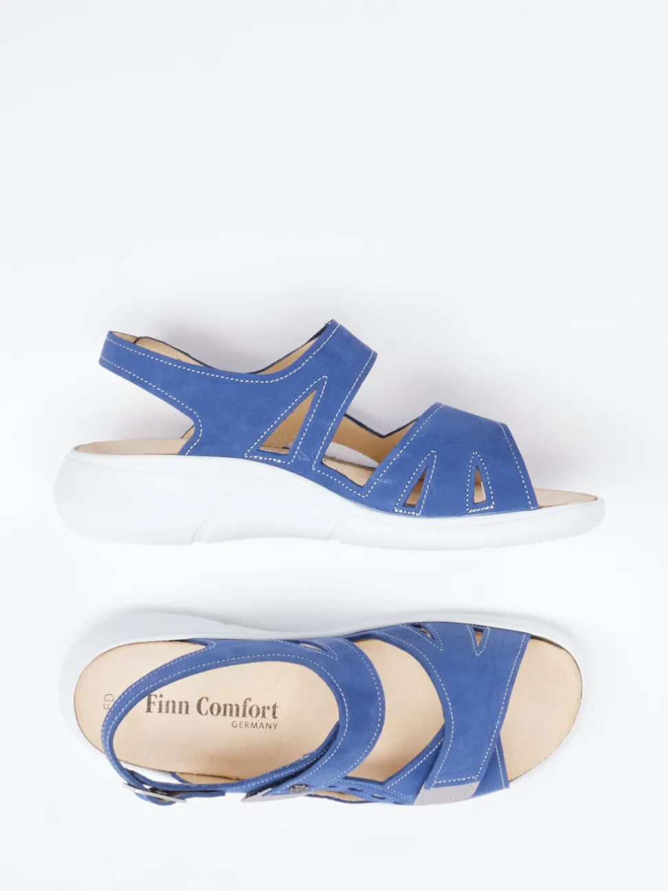 Finn Comfort – Komfortsandale aus Nubukleder blau