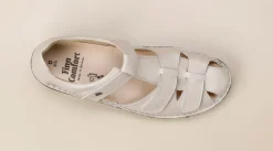 Finn Comfort – Komfort-Sandalette aus Metallic-Leder beige