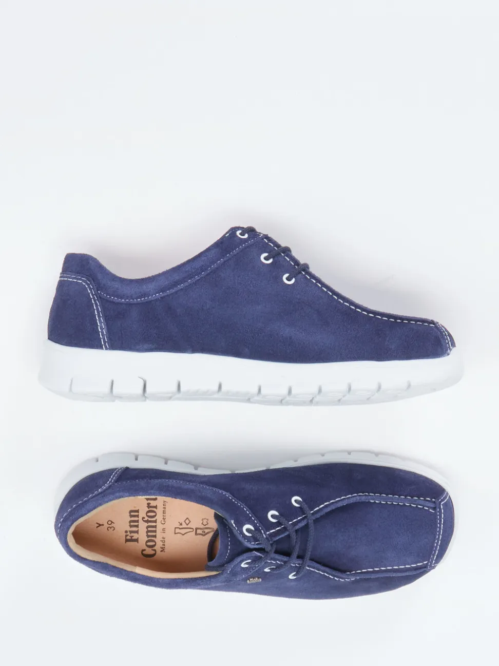 Finn Comfort – Komfort-Schnürschuh aus Veloursleder Marine